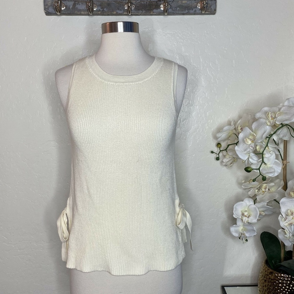 J Crew Side Tie Sleeveless Shirt In Cream Size S
